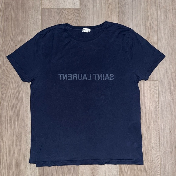 Saint Laurent Mirror Logo Print T-Shirt - Picture 1 of 7